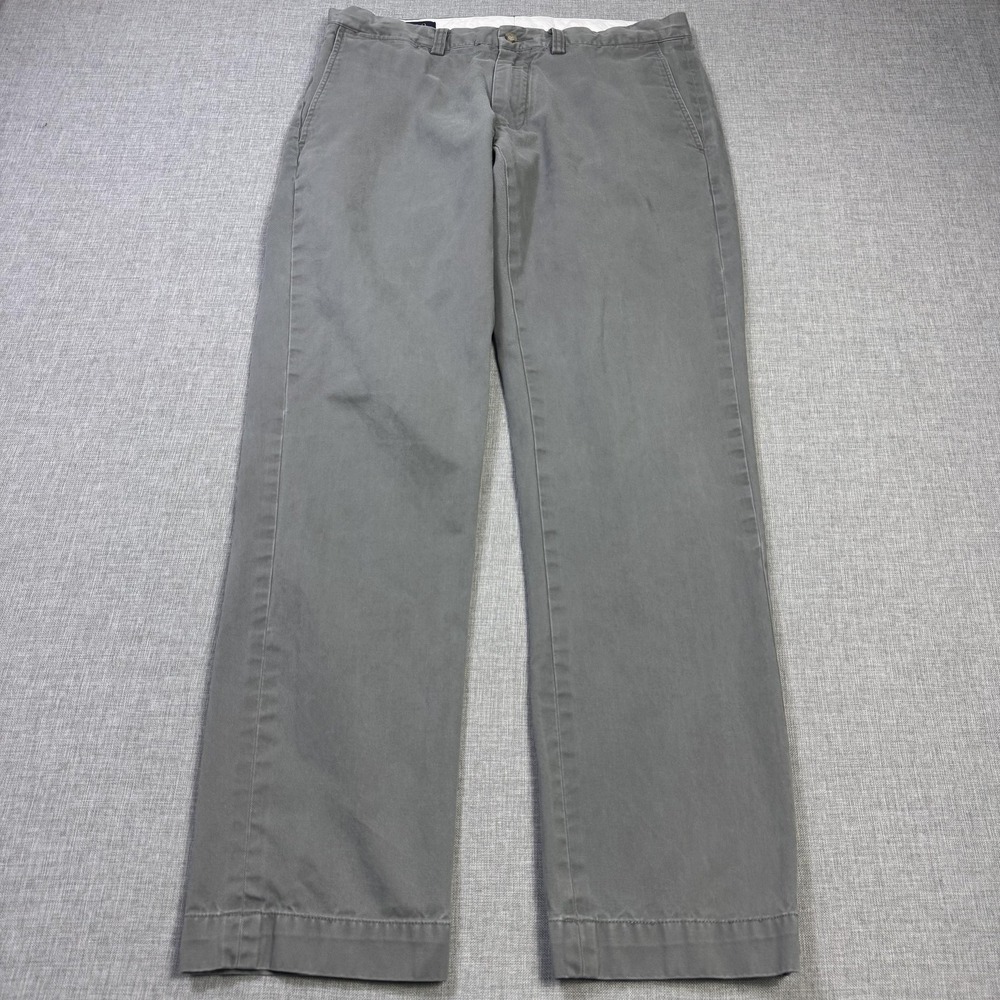 Polo Ralph Lauren Slim Fit Chino Pants Mens 33x32 Gray Cotton Canvas Flat Front